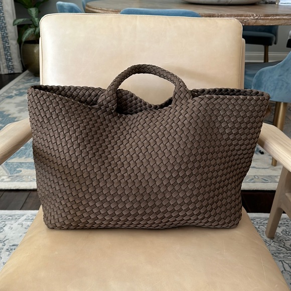 St. Barths Medium Olive Green Woven Handbag